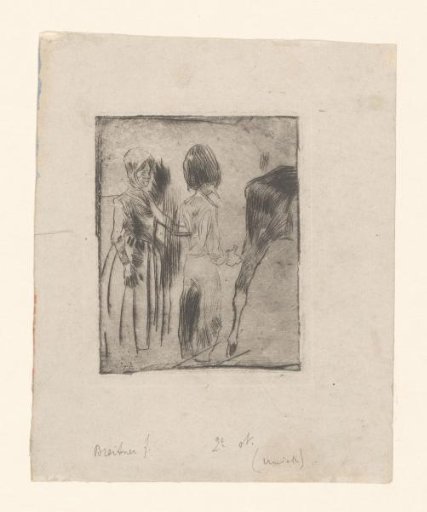 Study sheet with hussar, woman and horse