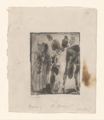 Study sheet with hussar, woman, horse and bird