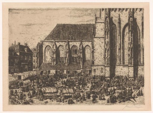 Market on a square near a church