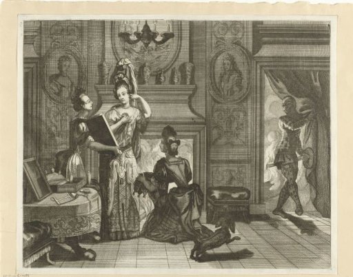 A lady making her toilet for the ball