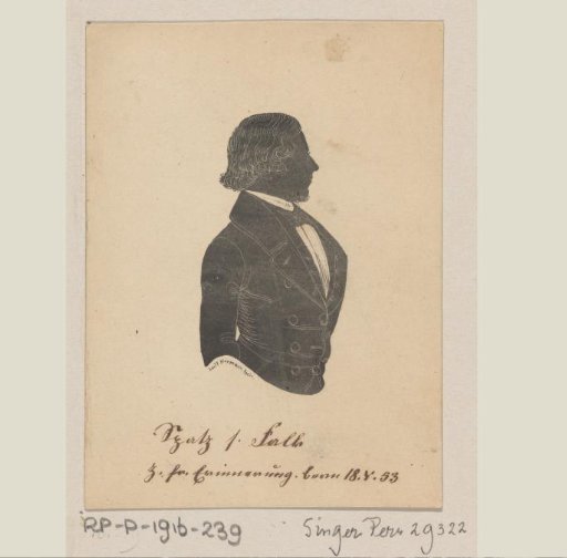 Portrait of an unknown man in costume with the name Spatz