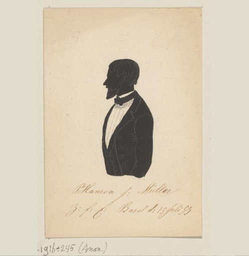 Portrait of an unknown man with a beard and the name P. Hansen