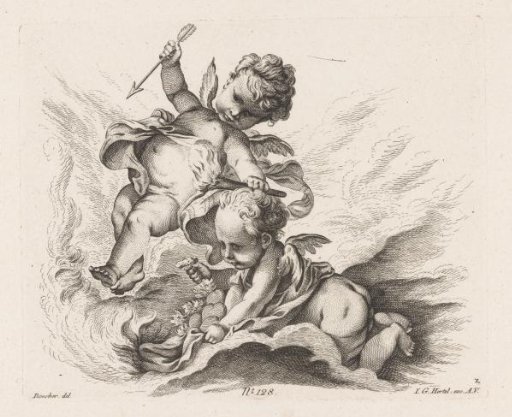 Putti with arrow and torch