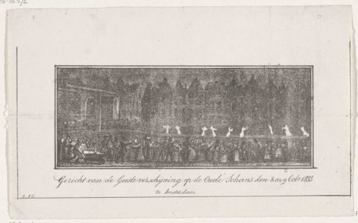 View of the Geeste apparition on the Oude Schans on October 8 and 9, 1833, in Amsterdam