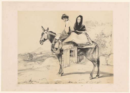 Man and woman from Granada on a donkey