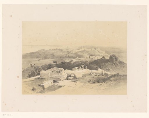 View of Gaza with ruins in the foreground