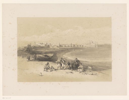 Figures on the coast with Sidon in the background