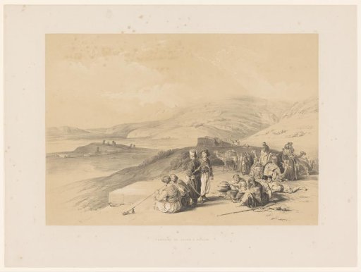 Group of travelers resting at the Well of Jacob in Shechem