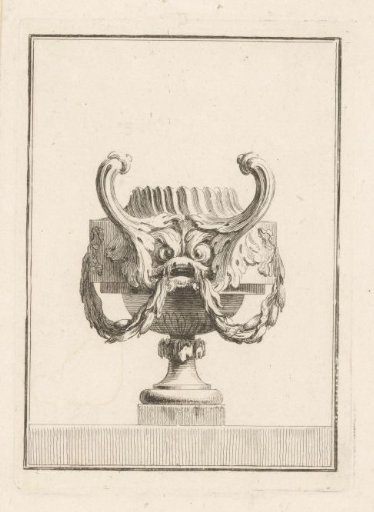 Vase with mythical creatures and garlands