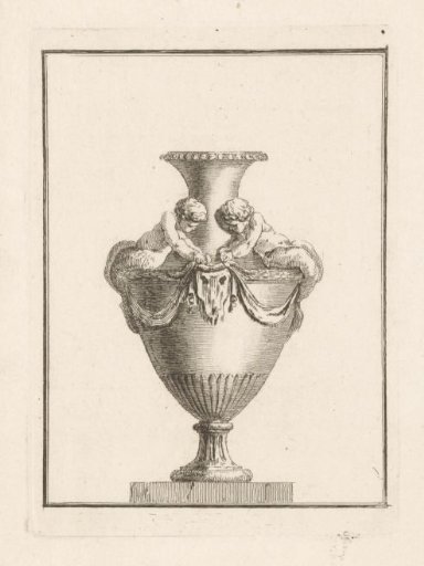 Vase with putti and bucranium