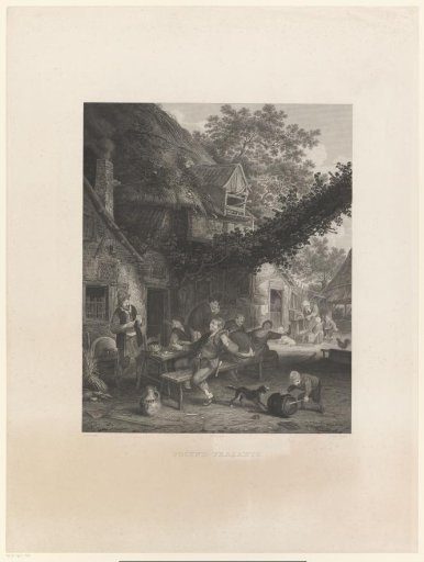 Drinking peasants in front of an inn