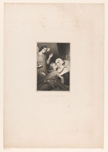 Angel and Child by a woman on her sickbed