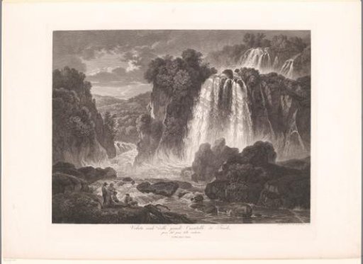 Landscape with the great waterfalls of Tivoli