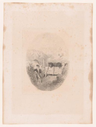 Shepherd Boy with Cows in a Mountain Landscape