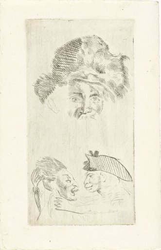 Sketch Sheet with a Man in a Fur Cap and a Man with a Dagger Strangling a Third Man