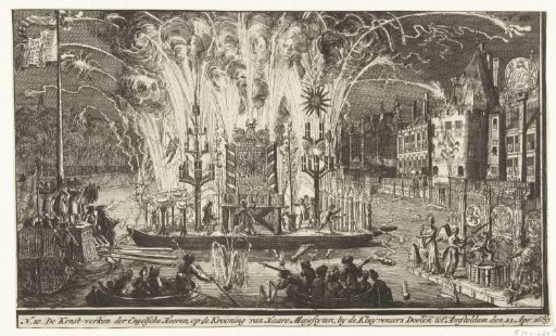 Fireworks at the Kloveniersdoelen at the Coronation of William III, 1689
