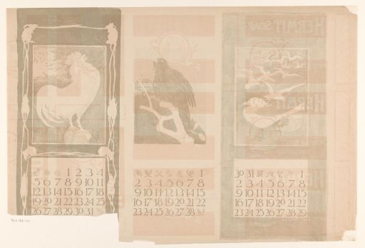 Calendar pages of January, February and March, with birds