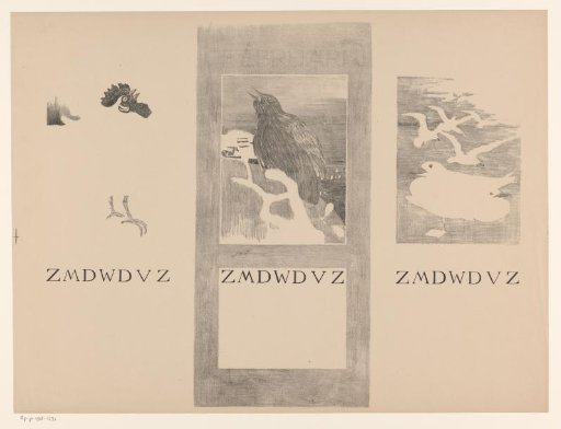 Calendar Sheets of January, February and March, with Birds