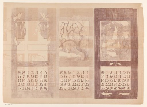 Calendar pages of July, October and September, with sheaves of corn, swans and rabbits