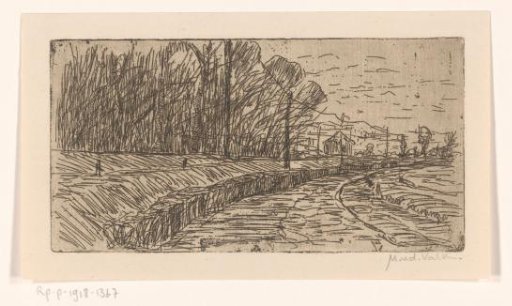 Landscape with Road, Tree Line and Electricity Poles