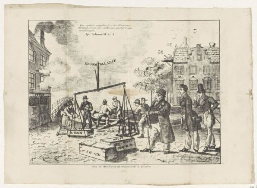 Satirical print on the fraud of the firm C. de Bruyn & Zonen, 1834