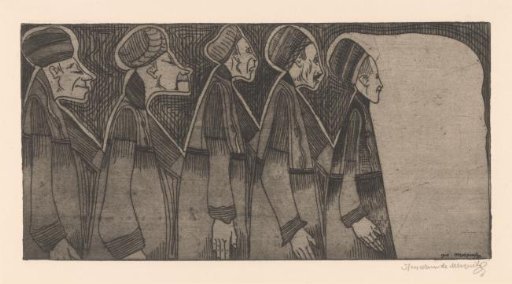 Five figures with turbans