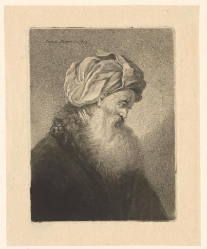 Bust of an old Jewish man with beard and turban
