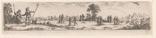 Vignette with Walking Couples in a Landscape