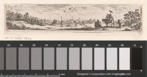 Vignette with Hunting Scene in a Landscape
