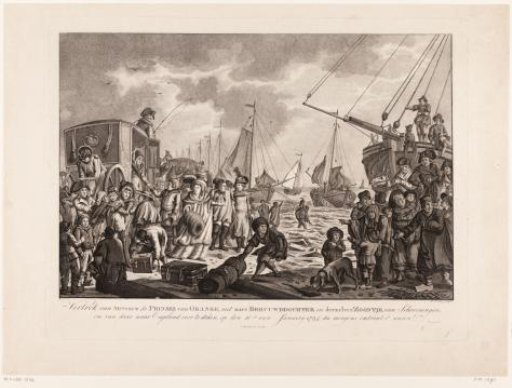 Embarkation of Princess Wilhelmina of Orange and her daughter-in-law and grandson to England