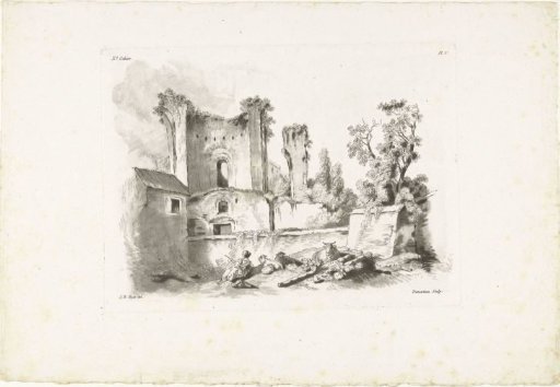 Landscape with ruin and shepherdess with cattle