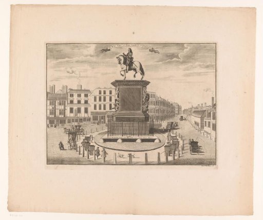 View of the monument with the statue of Charles I, King of England on Charing Cross
