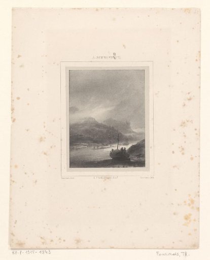 Hilly landscape with a boat on a river