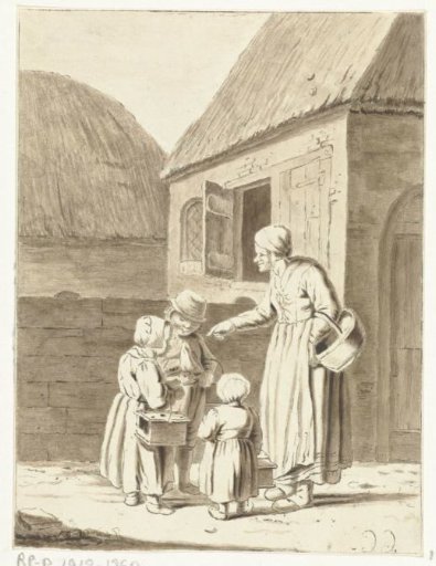 Courtyard with an Old Woman and Three Children