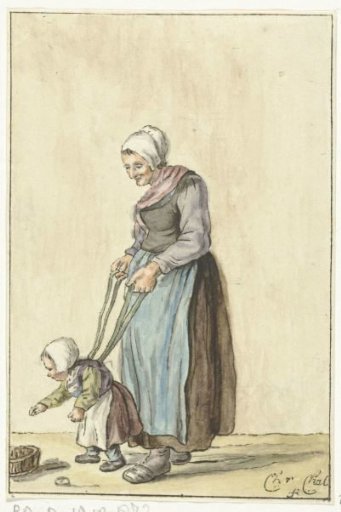 Mother teaching child to walk