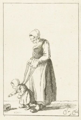 Mother teaching child to walk