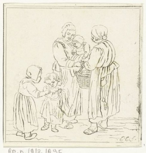 Two mothers with children