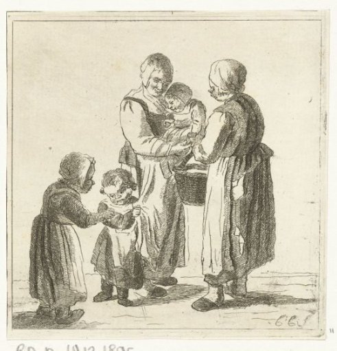 Two mothers with their children