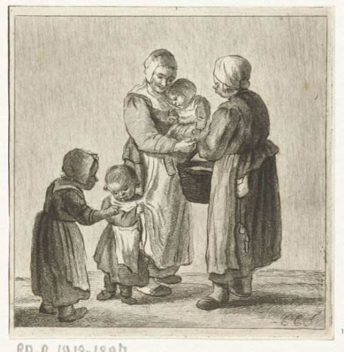 Two mothers with their children