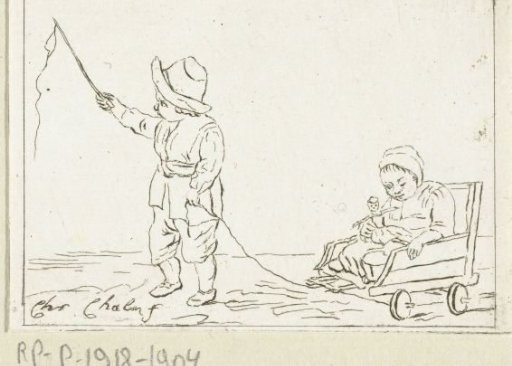 Children Playing with a Toy Cart