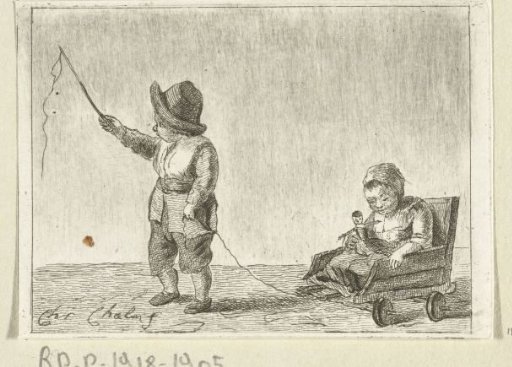 Children Playing with a Toy Cart