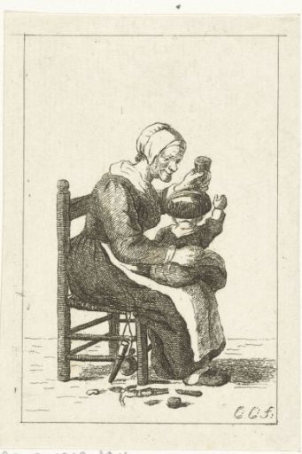Woman with child on lap