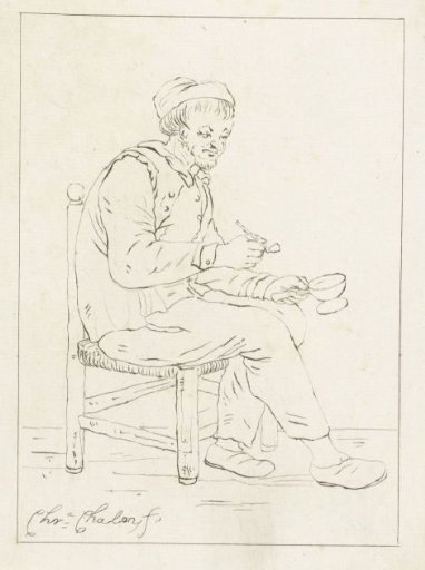 Smoking Farmer with Pipe and Bag