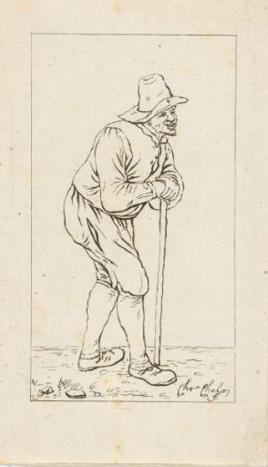 Man leaning on a staff