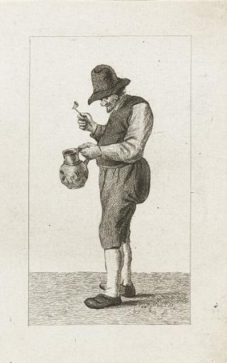 Standing man with pipe and jug