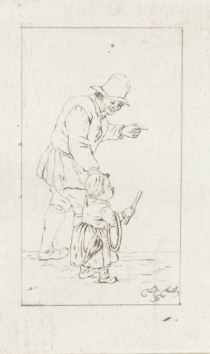 Standing man with child with a hoop