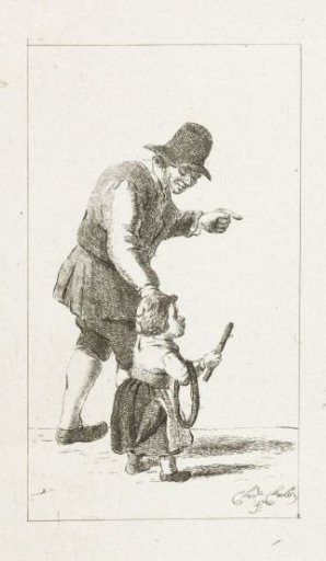 Standing man with child with a hoop