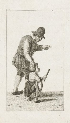 Standing man with child with a hoop