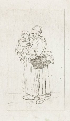 Standing woman with child in her arms