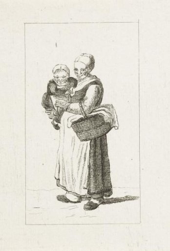 Standing woman with child in her arms